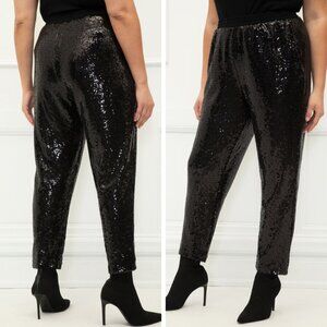 Eloquii Black Sparkle Sequin Joggers